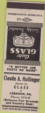 Matchbook Cover - Hollinger Auto Glass Lebanon PA white