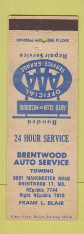 Matchbook Cover - Brentwood Auto Service MO oil gas?