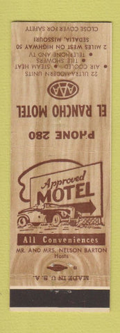 Matchbook Cover - El Rancho Motel Sedalia MO low phone #