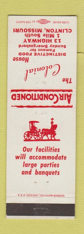 Matchbook Cover - The Colonial House Clinton MO
