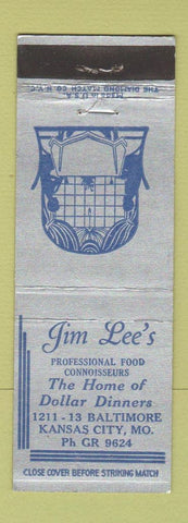 Matchbook Cover - Jim Lee's Restaurant Kansas City MO