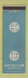 Matchbook Cover - Blue Hills Club Kansas City MO
