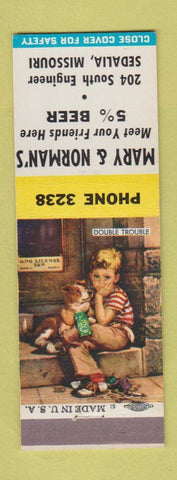 Matchbook Cover - Mary & Norman's Sedalia MO low phone #