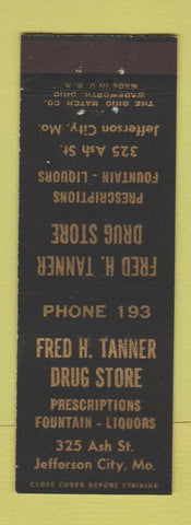Matchbook Cover - Fred Tanner Drug Store Jefferson City MO low phone #