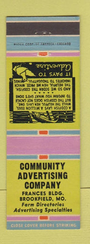 Matchbook Cover - Community Advertising Company Brookfield MO