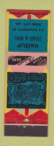 Matchbook Cover - Haizlip Cigars News Webb City MO WEAR