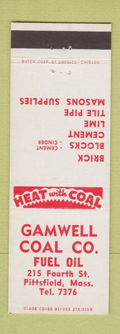 Matchbook Cover - Gamwell Coal Fuel Oil Pittsfield MA