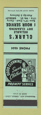 Matchbook Cover - Clark's Dry Cleaning Greeley Colorado