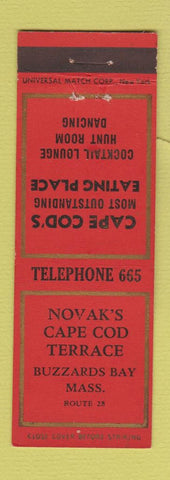 Matchbook Cover - Novak's Cape Cod Terrace Buzzards Bay MA low phone #