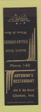 Matchbook Cover - Antonini's Restaurant Clinton IN low phone # Italian