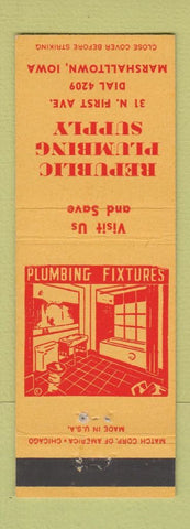 Matchbook Cover - Republic Plumbing Supply Marshalltown IA low phone #