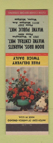 Matchbook Cover - Boon Bros Market Grocery Wayne MI low phone #