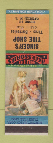 Matchbook Cover - Singer's Tire Shop Catskill NY low phone #