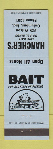 Matchbook Cover - Hancher's Fishing Bait Columbus IN low phone #
