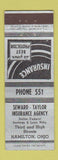 Matchbook Cover - Seward Tasylor Insurance Hamilton OH low phone # ADVANCE