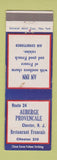 Matchbook Cover - Auberge Provencale Chester NJ French Restaurant low phone #