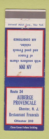 Matchbook Cover - Auberge Provencale Chester NJ French Restaurant low phone #