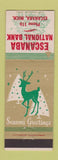 Matchbook Cover - Escanaba National Bank MI low phone # Christmas