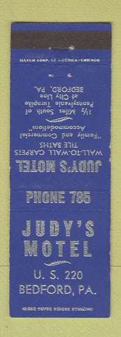 Matchbook Cover - Judy's Hotel Bedford PA low phone #