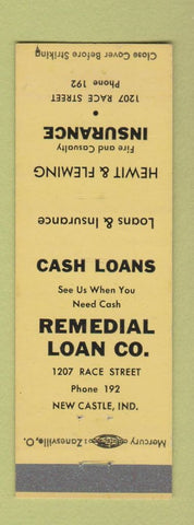 Matchbook Cover - Hewit & Fleming Insurance New Castle IN low phone #