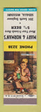 Matchbook Cover - Mary & Norman's Sedalia MO low phone