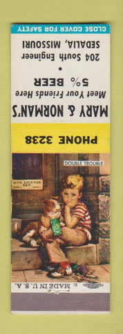 Matchbook Cover - Mary & Norman's Sedalia MO low phone