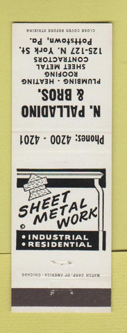 Matchbook Cover - N Palladino Bros Plumbing Heating Pottstown PA low phone #