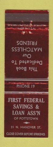 Matchbook Cover - First Federal Savings & Loan Pottstown PA low phone #