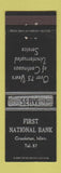 Matchbook Cover - First National Bank Crookston MN low phone #