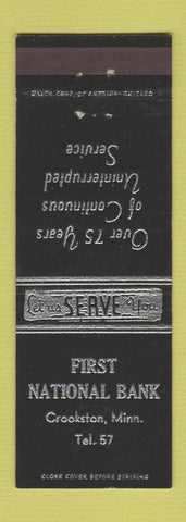 Matchbook Cover - First National Bank Crookston MN low phone #