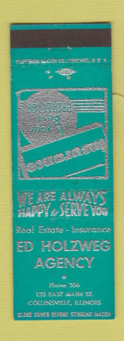 Matchbook Cover - Ed Holzweg Insurance Collinsville IL low phone #