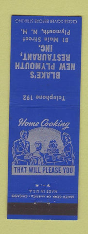 Matchbook Cover - Blake's New Plymouth Restaurant NY low phone