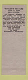 Matchbook Cover - Knowles & Hill Insurance Concord NH low phone #