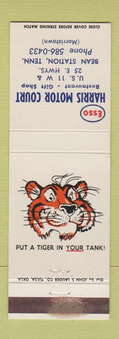 Matchbook Cover - Esso oil gas Harris Motor Court Bean Station TN WEAR