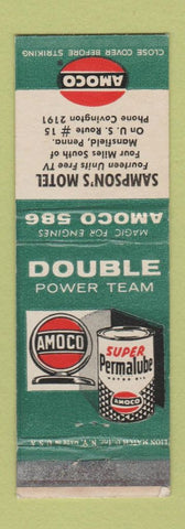 Matchbook Cover - Sampson's Motel Amoco oil gas Mansfield PA