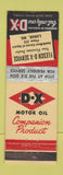 Matchbook Cover - DX oil gas Flesch Lamar MO low phone # Firestone Tires