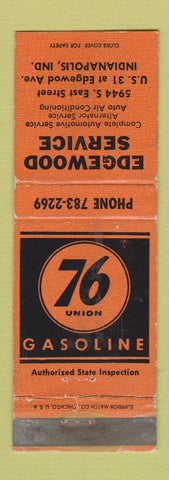 Matchbook Cover - Edgewood Union 76 oil gas Indianapolis IN WEAR