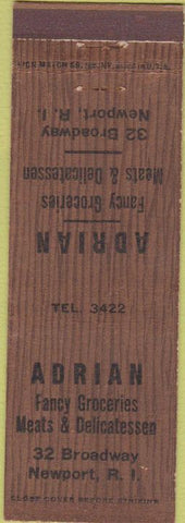 Matchbook Cover - Adrian Groceries Deli Newport RI