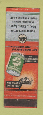 Matchbook Cover - Cities oil gas Geo Ralph Wilmington DE WEAR
