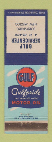 Matchbook Cover - Gulf oil gas Lordsburg NM AD Black WEAR