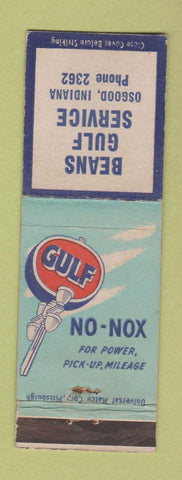 Matchbook Cover - Gulf oil gas Beans Osgood IN low phone #