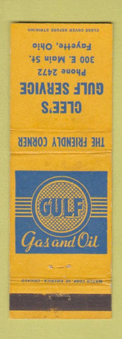 Matchbook Cover - Clee's Gulf oil gas Fayette OH WEAR