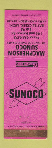 Matchbook Cover - Sunoco oil gas Macpherson Battle Creek MI WEAR