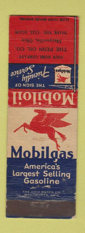 Matchbook Cover - Mobil oil gas Marysville OH WORN
