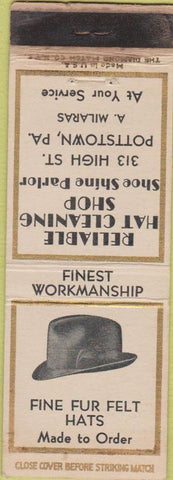 Matchbook Cover - Reliable Hat Cleaning Shop Pottstown PA