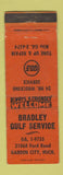 Matchbook Cover - Bradley Gulf oil gas Garden City MI WRON