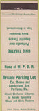 Matchbook Cover - Arcade Parking Lot Portland ME
