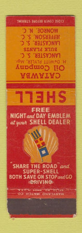 Matchbook Cover - Catawba Shell oil gas Lancaster Jefferson SC Monroe NC