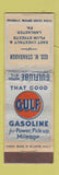 Matchbook Cover - Gulf oil gas Geo Stambaugh Lancaster PA WORN