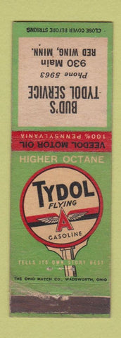 Matchbook Cover - Bud's Tydol oil gas Red Wing MN Veedol WEAR